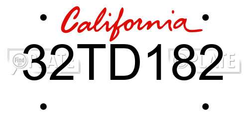 32TD182 California License Plate