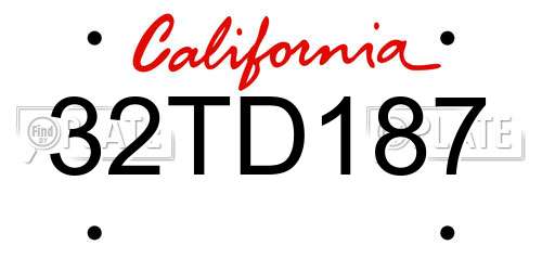 32TD187 California License Plate