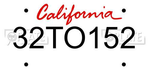 32TO152 California License Plate