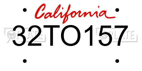 32TO157 California License Plate