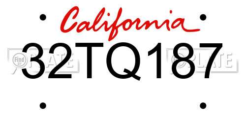 32TQ187 California License Plate
