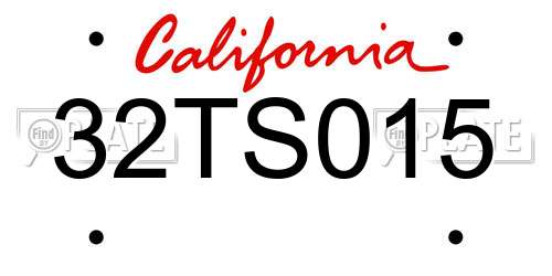 32TS015 California License Plate