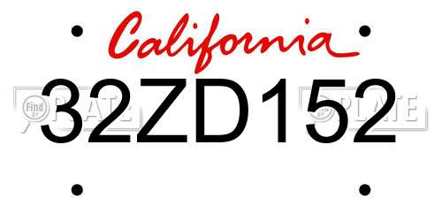32ZD152 California License Plate