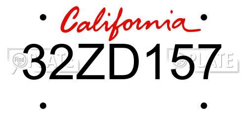 32ZD157 California License Plate