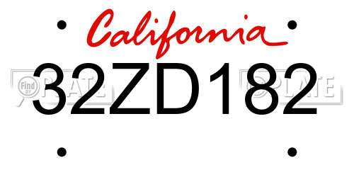 32ZD182 California License Plate