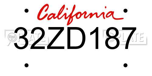 32ZD187 California License Plate
