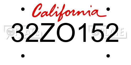 32ZO152 California License Plate