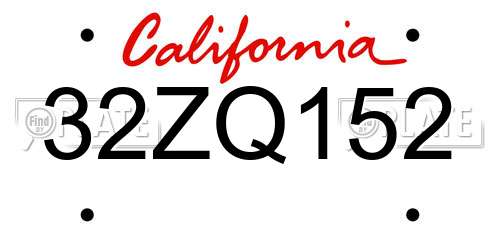 32ZQ152 California License Plate