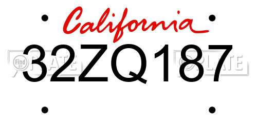 32ZQ187 California License Plate