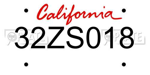 32ZS018 California License Plate