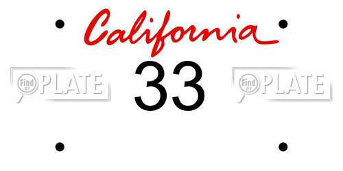 33 California License Plate
