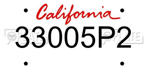 33005P2 California License Plate
