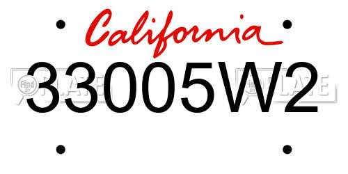 33005W2 California License Plate