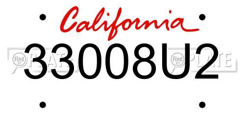 33008U2 California License Plate