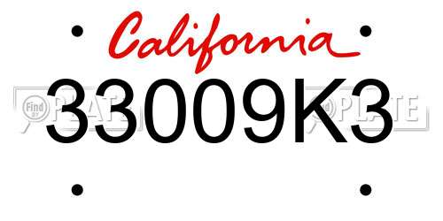 33009K3 California License Plate