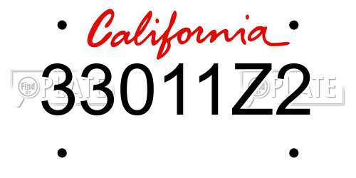 33011Z2 California License Plate