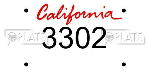 3302 California License Plate
