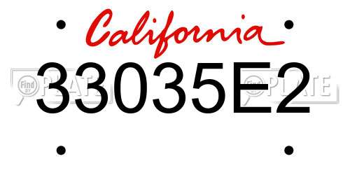 33035E2 California License Plate