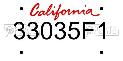 33035F1 California License Plate