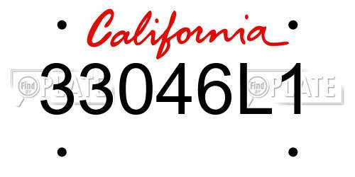 33046L1 California License Plate