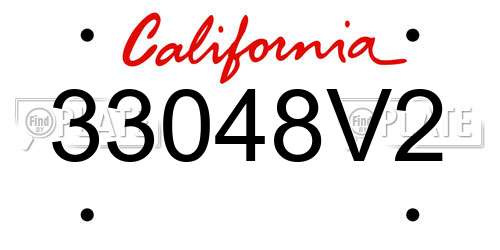 33048V2 California License Plate
