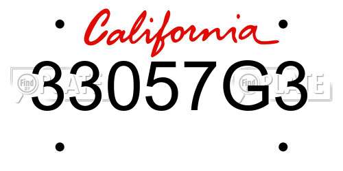 33057G3 California License Plate