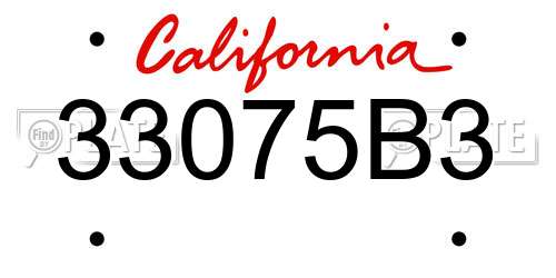 33075B3 California License Plate