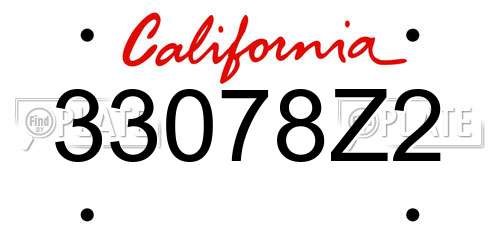 33078Z2 California License Plate