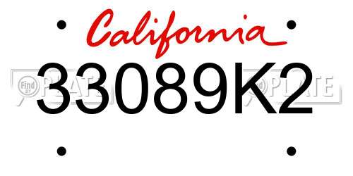 33089K2 California License Plate