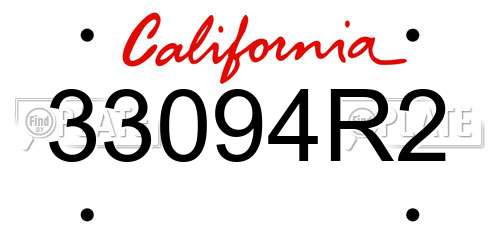 33094R2 California License Plate