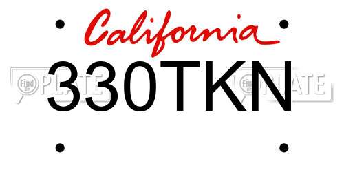 330TKN California License Plate