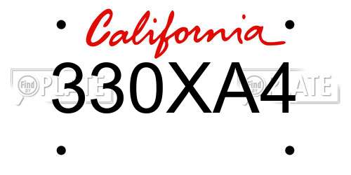 330XA4 California License Plate