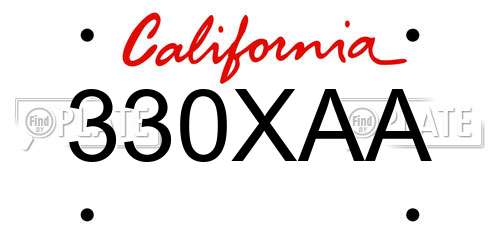 330XAA California License Plate