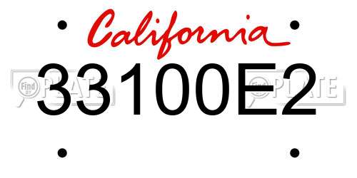 33100E2 California License Plate