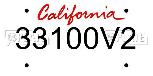 33100V2 California License Plate
