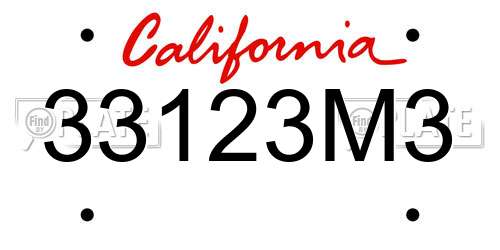 33123M3 California License Plate