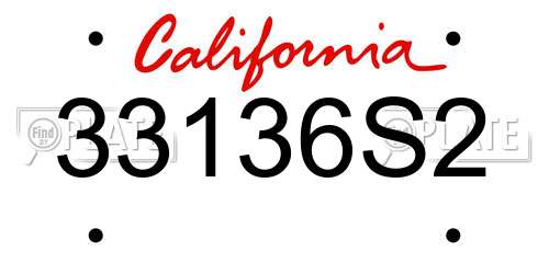 33136S2 California License Plate
