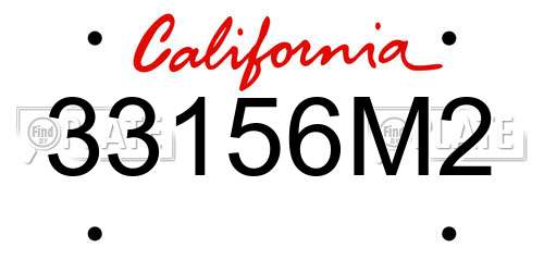 33156M2 California License Plate