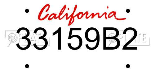 33159B2 California License Plate