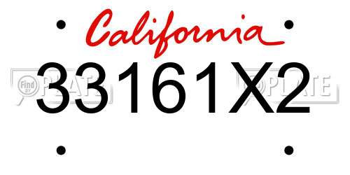33161X2 California License Plate