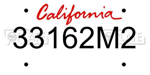 33162M2 California License Plate