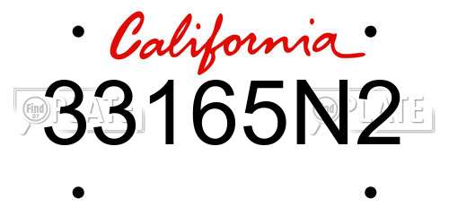 33165N2 California License Plate