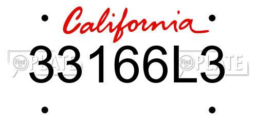 33166L3 California License Plate