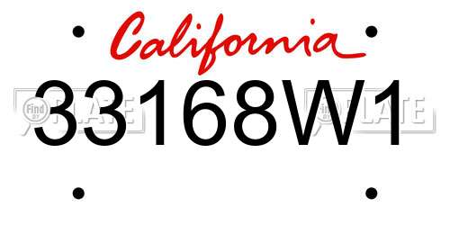 33168W1 California License Plate