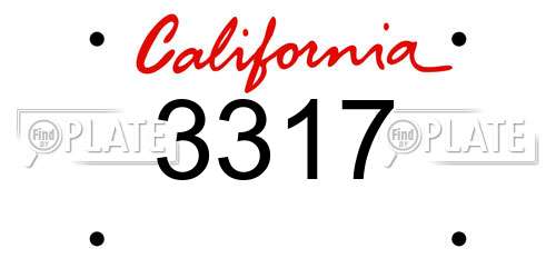3317 California License Plate