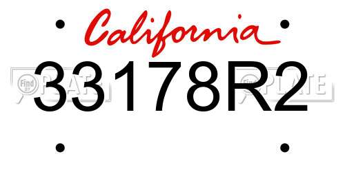 33178R2 California License Plate