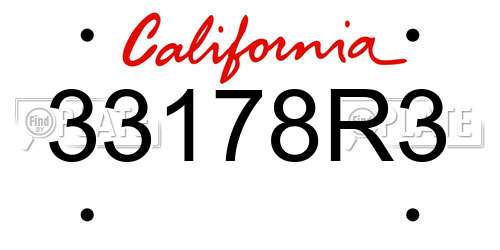 33178R3 California License Plate