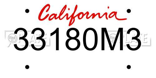 33180M3 California License Plate