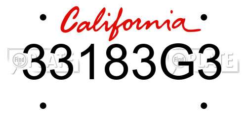 33183G3 California License Plate