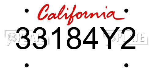 33184Y2 California License Plate
